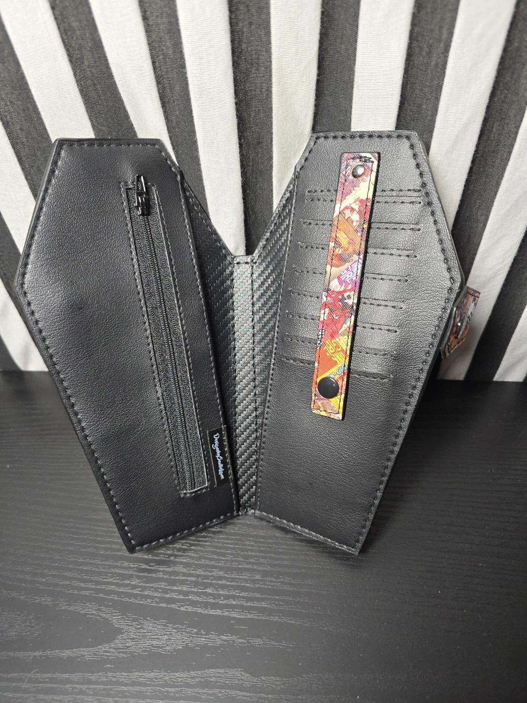 Handmade Vinyl Coffin Shaped Full Sized Wallet Apocalypse Girl