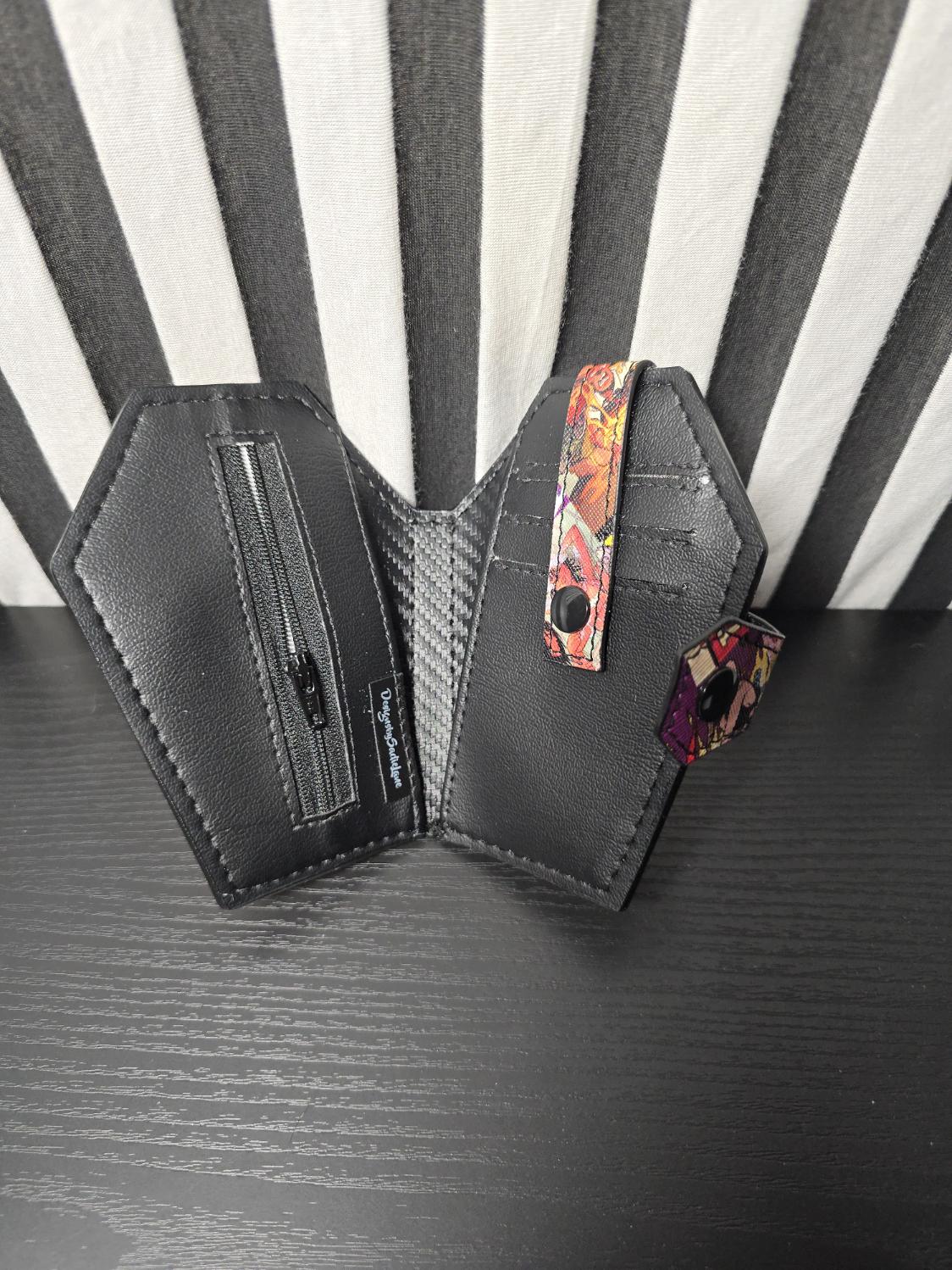 Handmade Vinyl Coffin Shaped Half Sized Wallet Apocalypse Girl