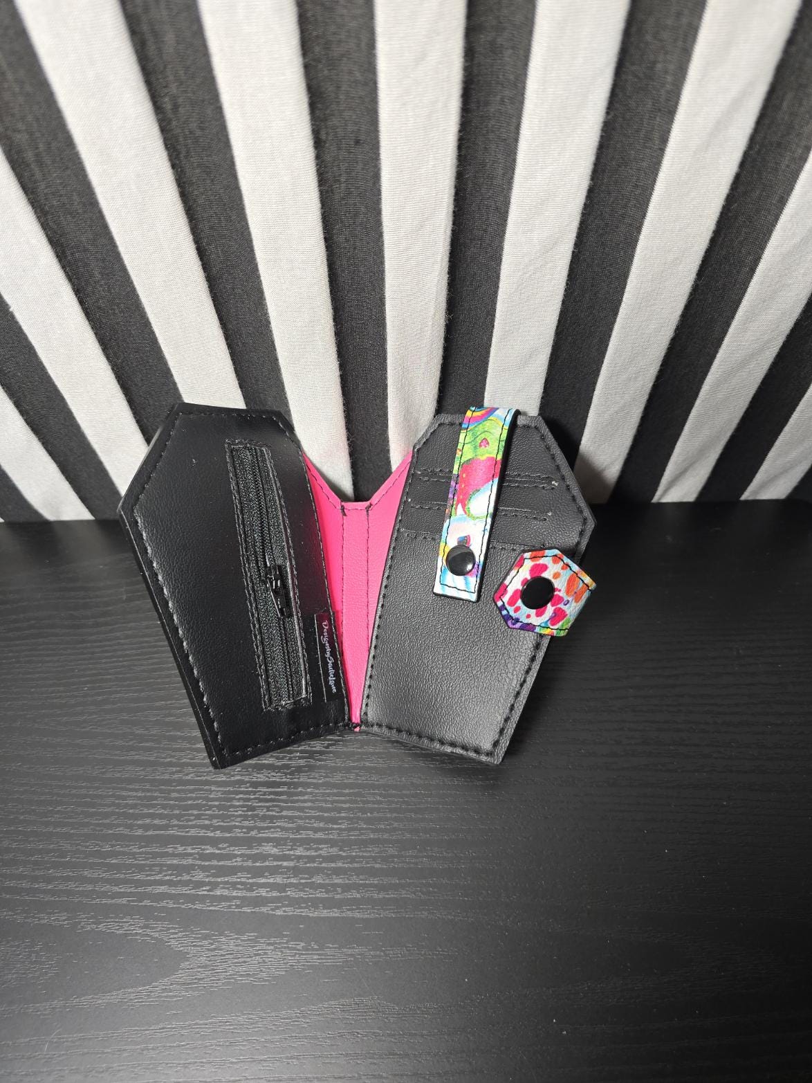 Handmade Vinyl Coffin Shaped Half Sized Wallet Miss Frank