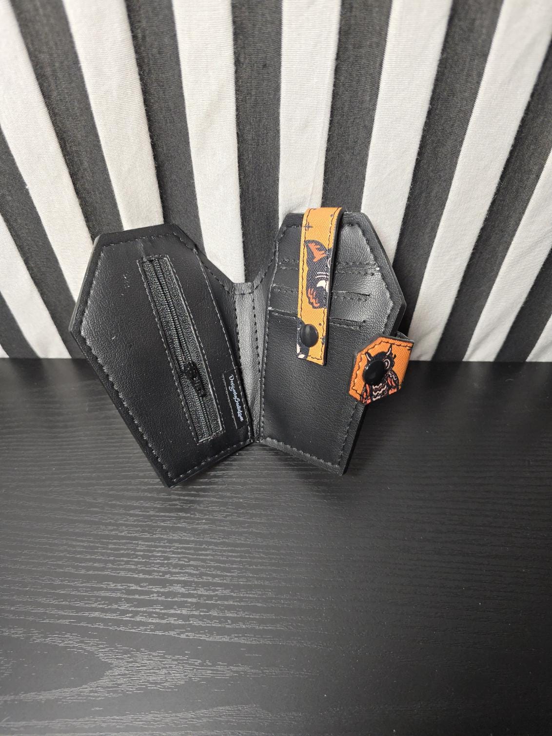 Handmade Vinyl Coffin Shaped Half Sized Wallet Vintage Halloween