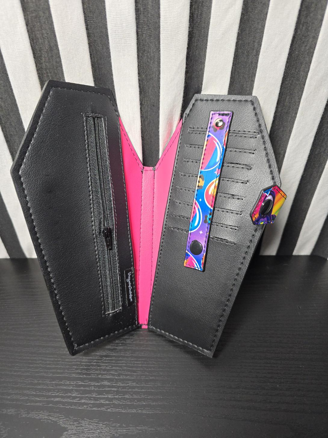 Handmade Vinyl Coffin Shaped Full Sized Wallet Hearts and Serial Killers