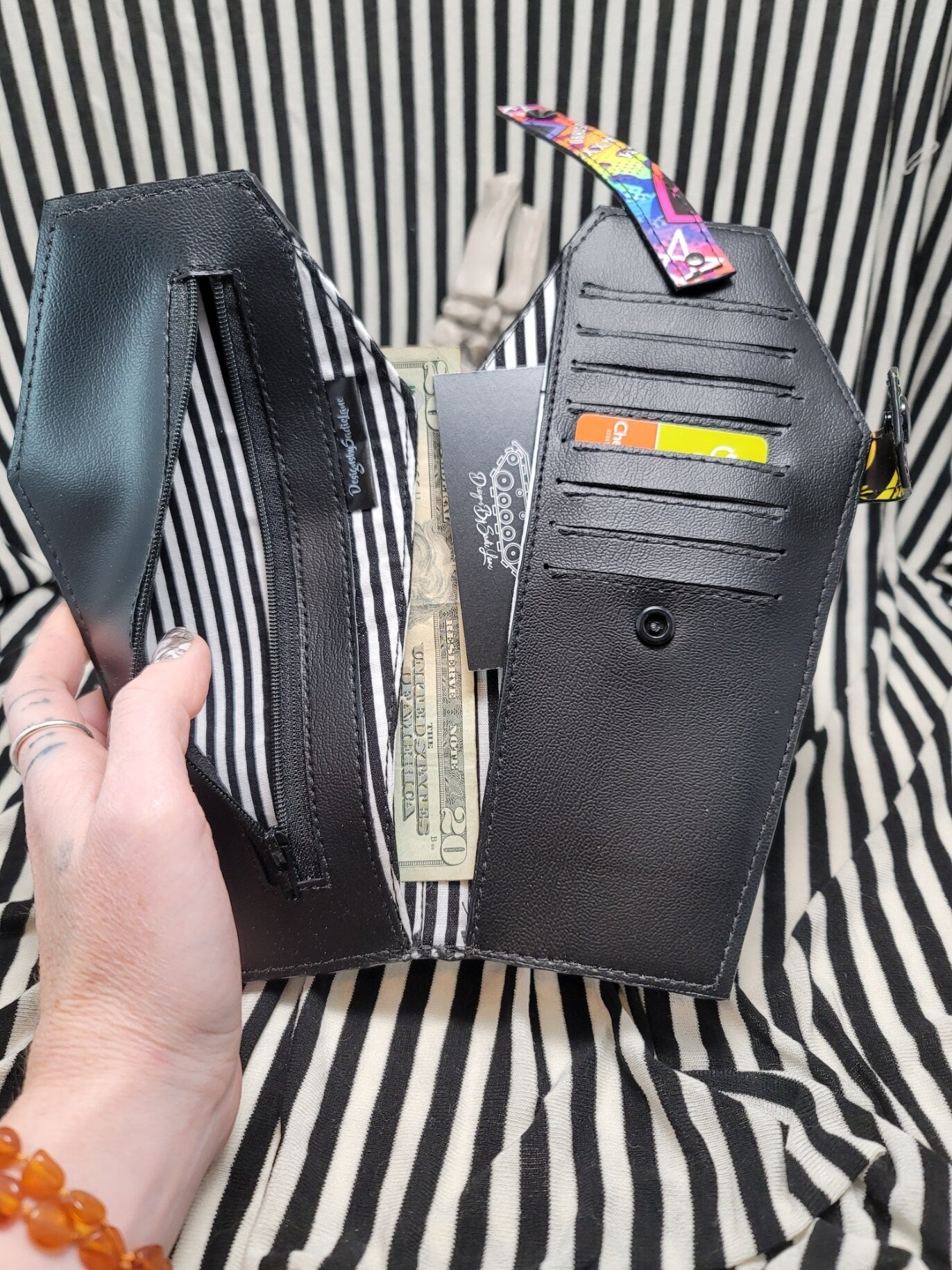 Handmade Vinyl Coffin Shaped Full Sized Wallet Ouija Print