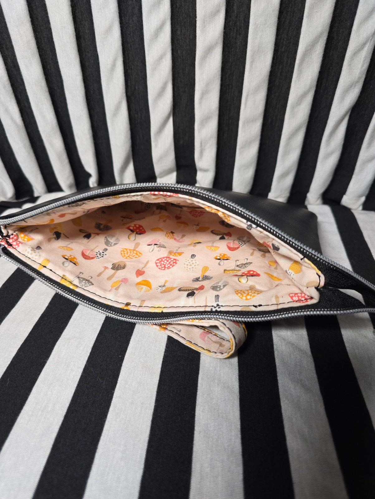 Handmade Clutch with Wrist Strap Mushroom Print