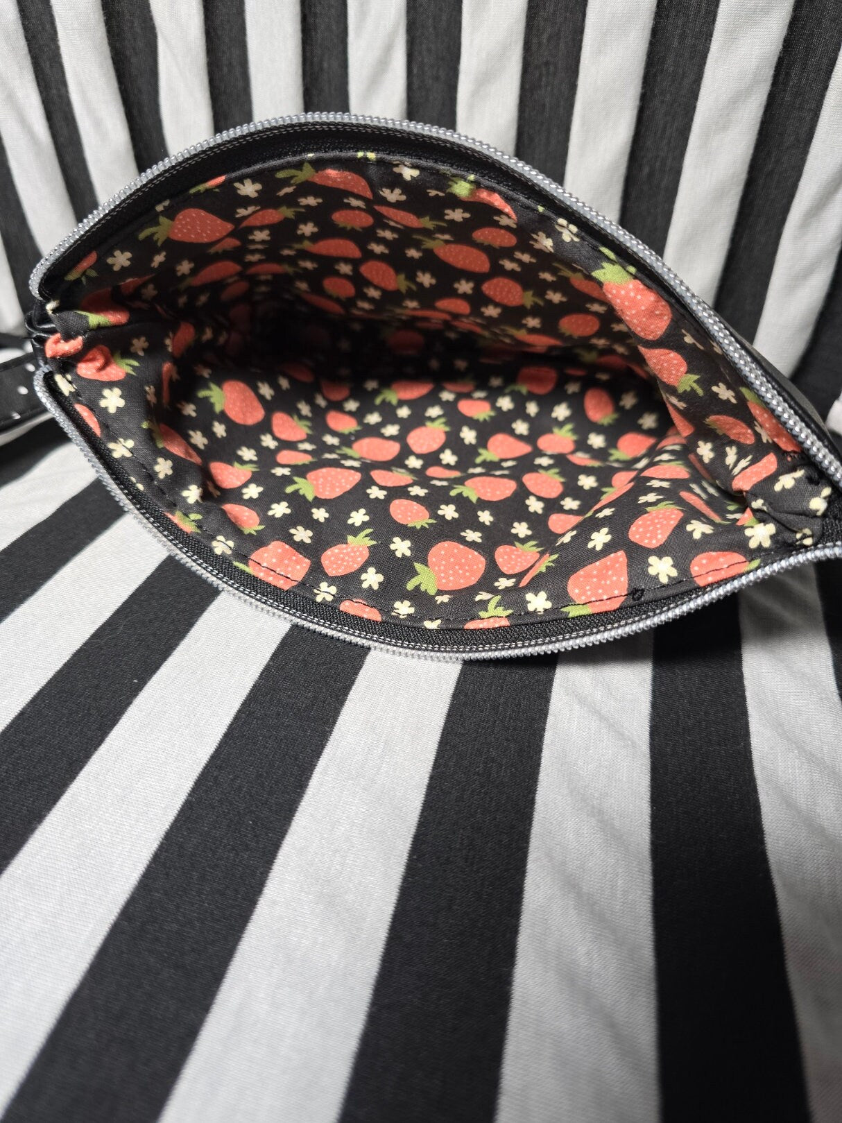 Handmade Clutch with Wrist Strap Strawberry Print