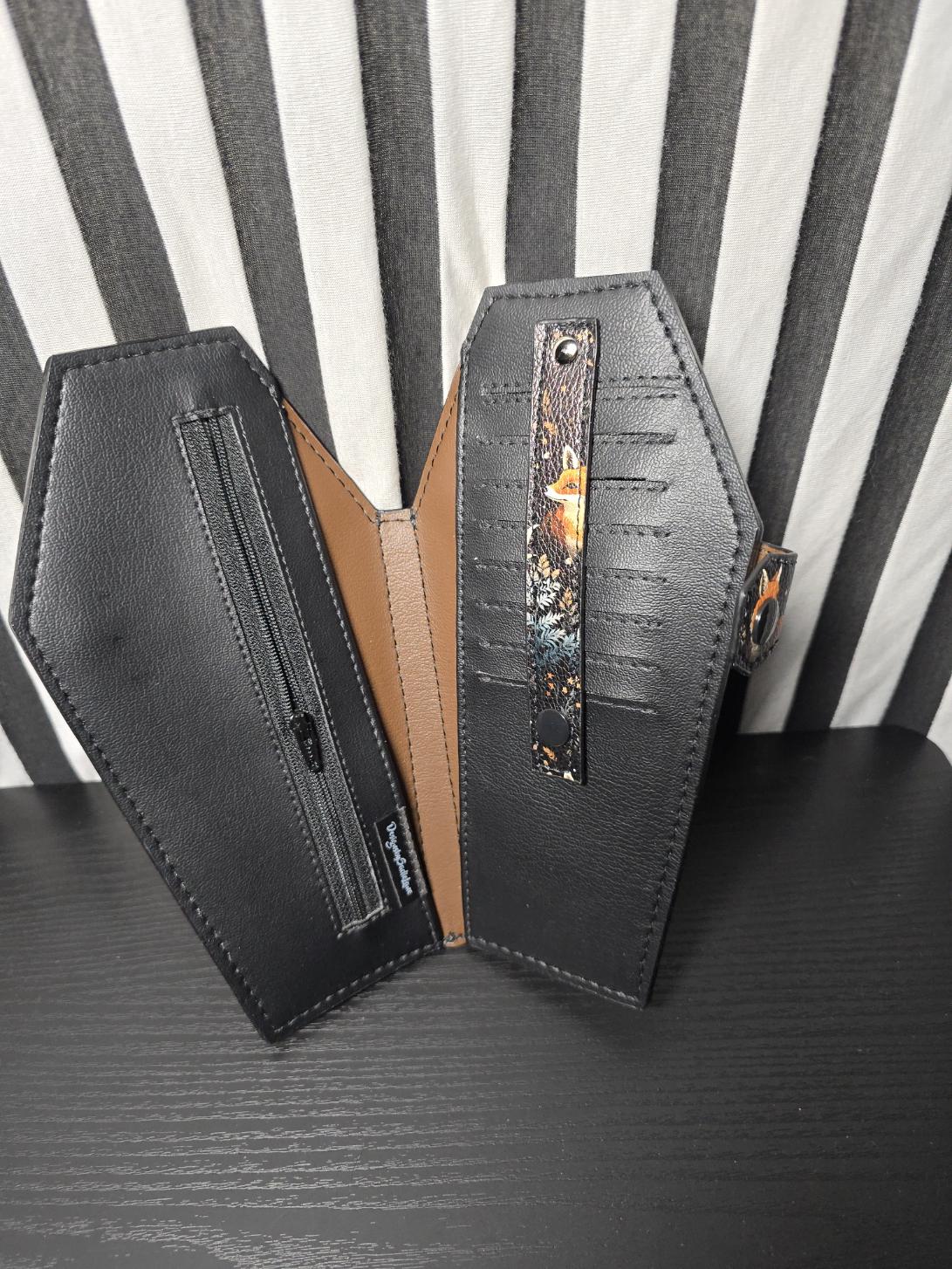 Handmade Vinyl Coffin Shaped Full Sized Wallet Fox
