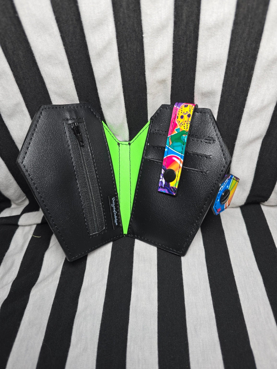 Handmade Vinyl Coffin Shaped Half Sized Wallet Serial Lovers Print